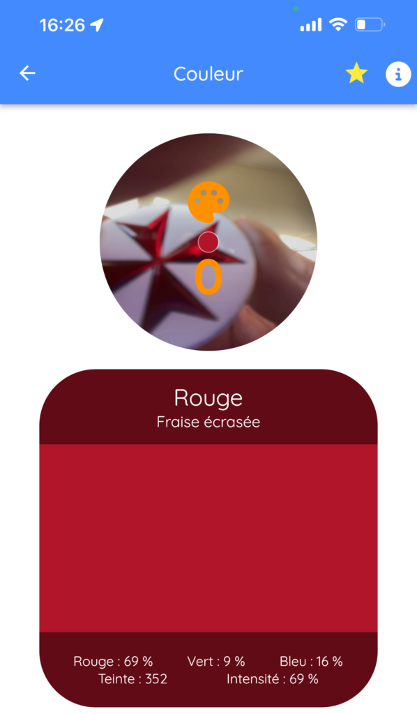Croix de Malte analyse colorimétrie rouge fraise