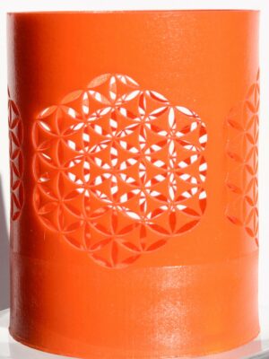 Bougeoir Fleur de Vie orange Luciade modèle 60x80 lumière naturelle géométrie sacrée ondes lumineuses
