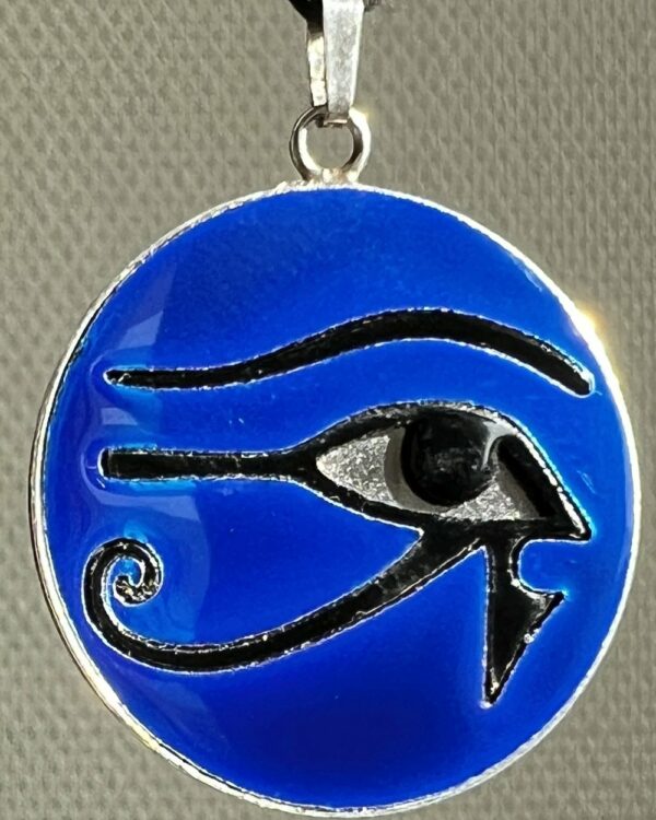 Pendentif oudjat œil d'Horus bleu égyptien argent massif Luciade